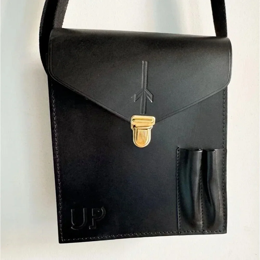 Black Leather Deadstock Brand New Men's Crossbody Bag